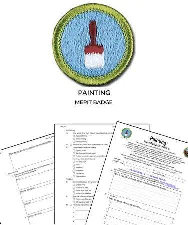 painting merit badge worksheet catartillustrationartworkskitty