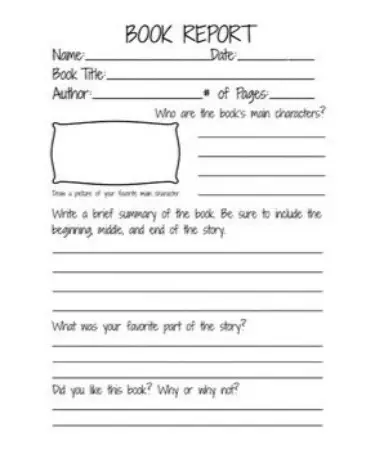 2nd Grade Book Report Template PDF