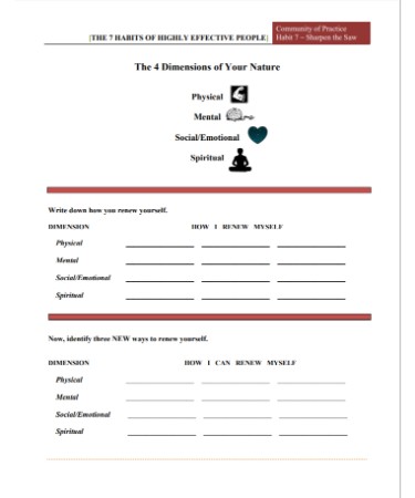 7 Habits Worksheet PDF