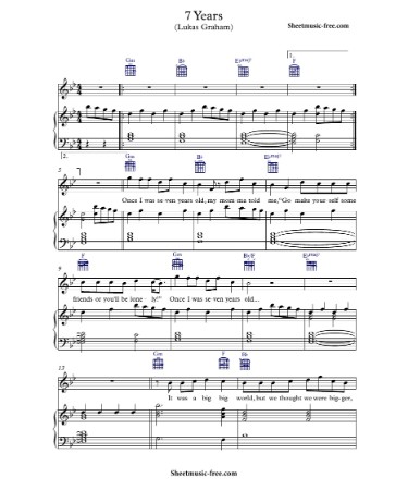 7 Years Piano Sheet Music PDF – Scouting Web