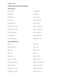 Adding And Subtracting Integers Worksheet PDF - Free Download (PRINTABLE)