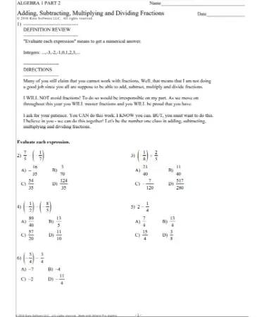 adding subtracting multiplying and dividing fractions worksheet pdf
