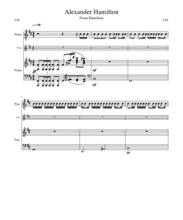 Alexander Hamilton Sheet Music PDF