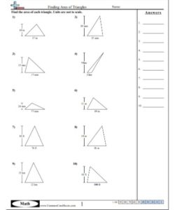 Area Of A Triangle Worksheet PDF - Free Download (PRINTABLE)