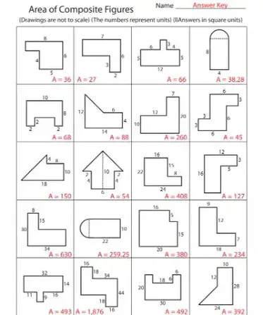 area of composite figures worksheet pdf free download printable