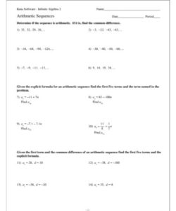 sum of arithmetic sequence worksheet pdf