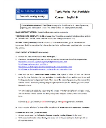Past Participle Worksheet PDF