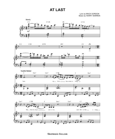 At Last Sheet Music PDF