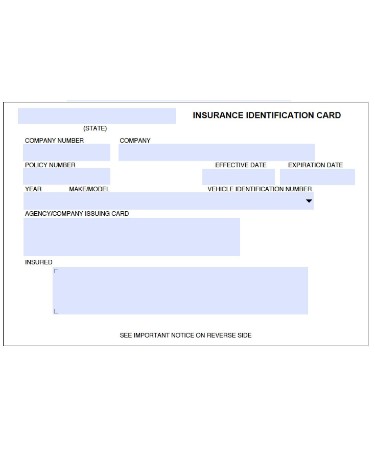 Auto Insurance Card Template PDF