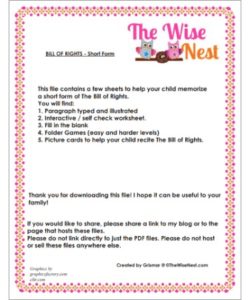 Bill Of Rights Worksheet PDF - Free Download (PRINTABLE)