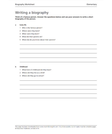 Biography Worksheet PDF