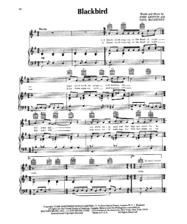 Blackbird Sheet Music PDF