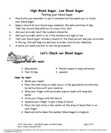 Blood Sugar Chart PDF