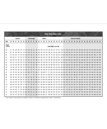 BMI Chart PDF
