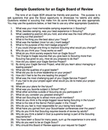 eagle scout board of review questions