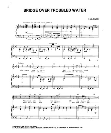 Bridge Over Troubled Water Sheet Music PDF