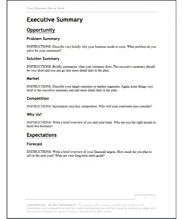 sample business plan template pdf