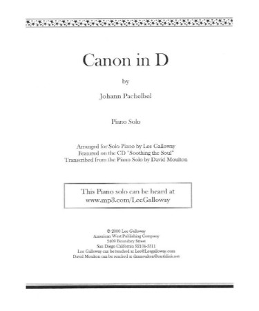 Canon In D Piano Sheet Music Advanced PDF