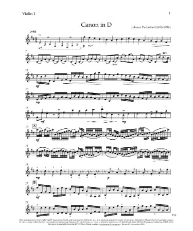 Canon In D Violin Sheet Music PDF
