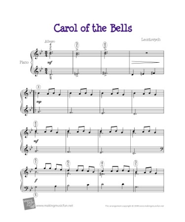 🎻 Carol Of The Bells Piano Sheet Music PDF - Free Download (PRINTABLE)