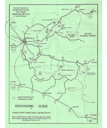Central Oregon Rockhounding Map PDF