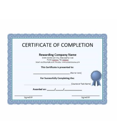 Certificate Of Completion Template PDF
