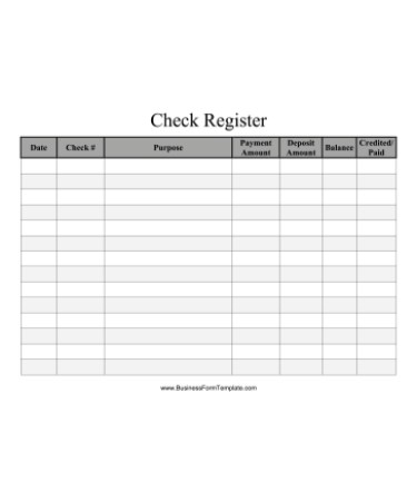 Check Register Template PDF