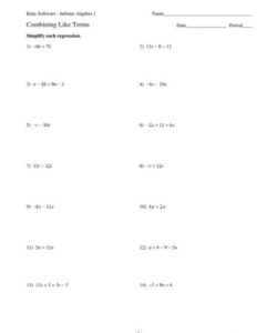 Combining Like Terms Worksheet PDF - Free Download (PRINTABLE)