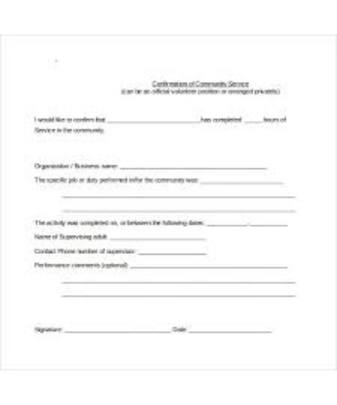 Community Service Form Template PDF