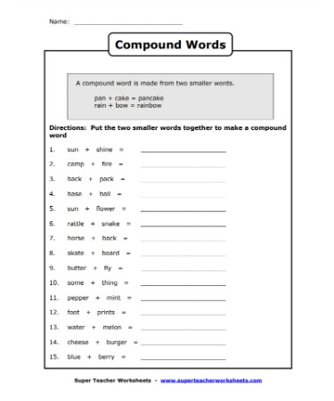 Compound Words Worksheet PDF