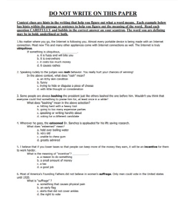 Context Clues Worksheet PDF - Free Download (PRINTABLE)