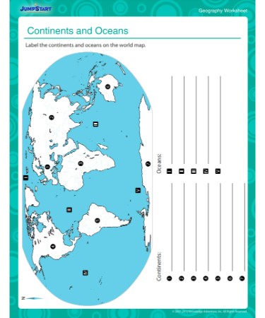 🌊 Continents And Oceans Worksheet PDF - Free Download (PRINTABLE)