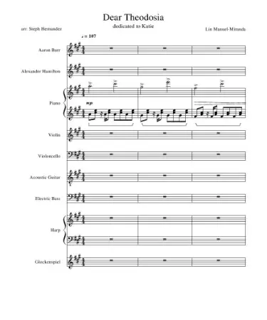 🎸 Dear Theodosia Sheet Music PDF - Free Download (PRINTABLE)