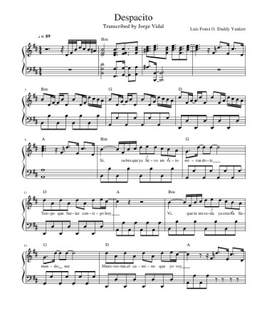 🎻 Despacito Piano Sheet Music PDF - Free Download (PRINTABLE)