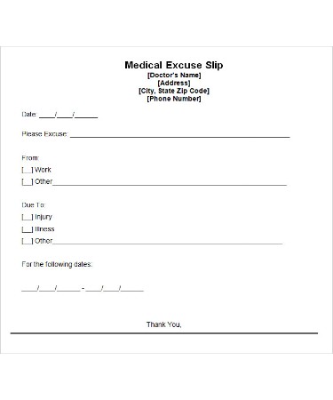 Doctor Excuse Template PDF