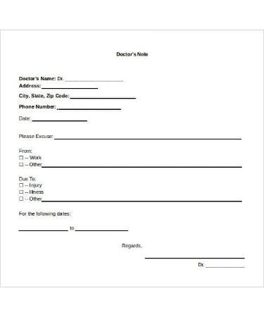 Doctor Note Template PDF