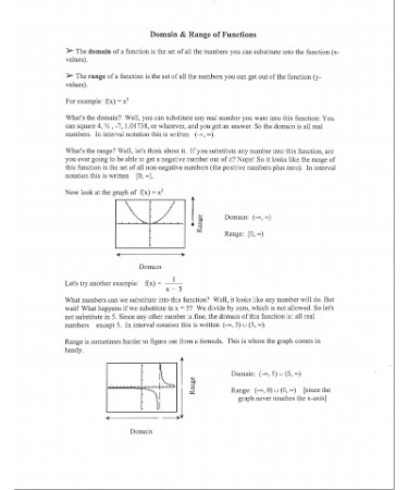 Domain And Range Worksheet PDF