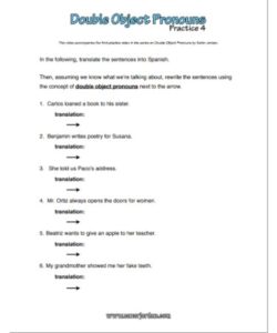 🇪🇸 🇪🇸 Double Object Pronouns Spanish Worksheet PDF - (PRINTABLE)