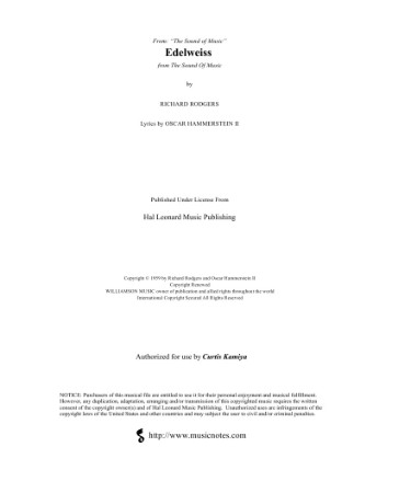 Edelweiss Sheet Music PDF