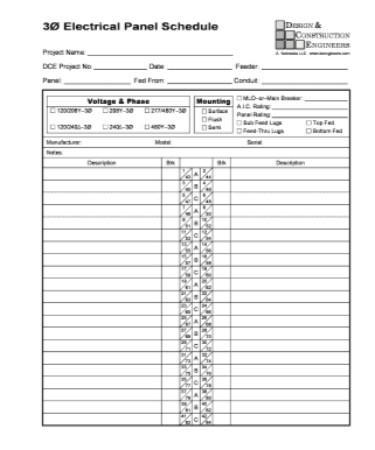 Electrical Panel Schedule Template PDF