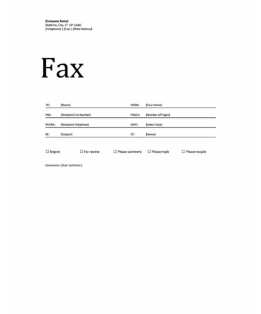 Fax Cover Sheet Template PDF