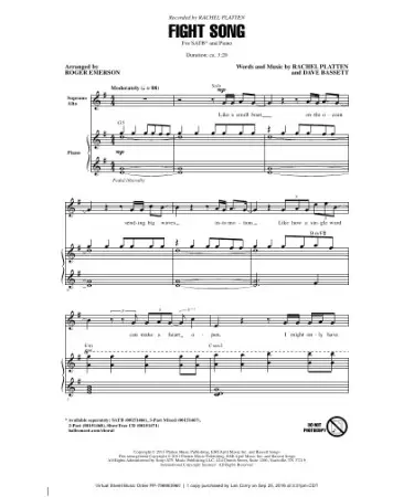 Fight Song Sheet Music PDF
