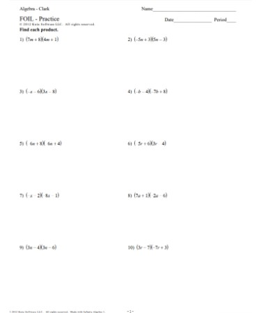 Foil Worksheet PDF