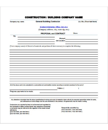 Free Construction Proposal Template PDF