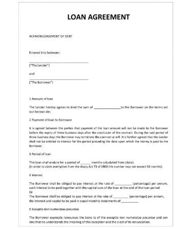 Free Loan Agreement Template PDF