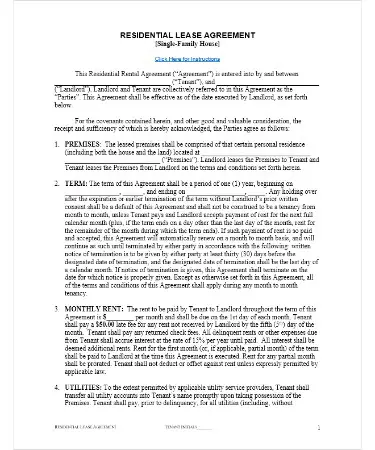 Free Residential Lease Agreement Template PDF