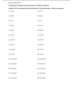 GCF Worksheet PDF - Free Download (PRINTABLE)