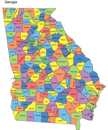 🇬🇪 🇬🇪 Georgia County Map PDF - Free Download (PRINTABLE)