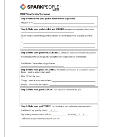 Goal Setting Worksheet PDF