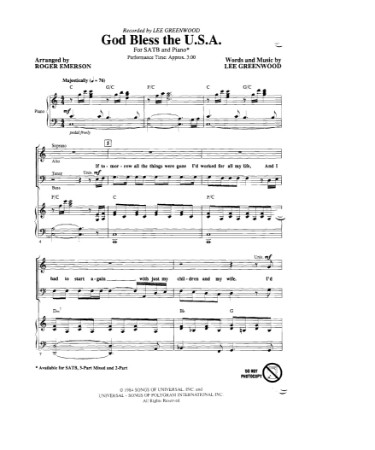 God Bless The Usa Sheet Music PDF